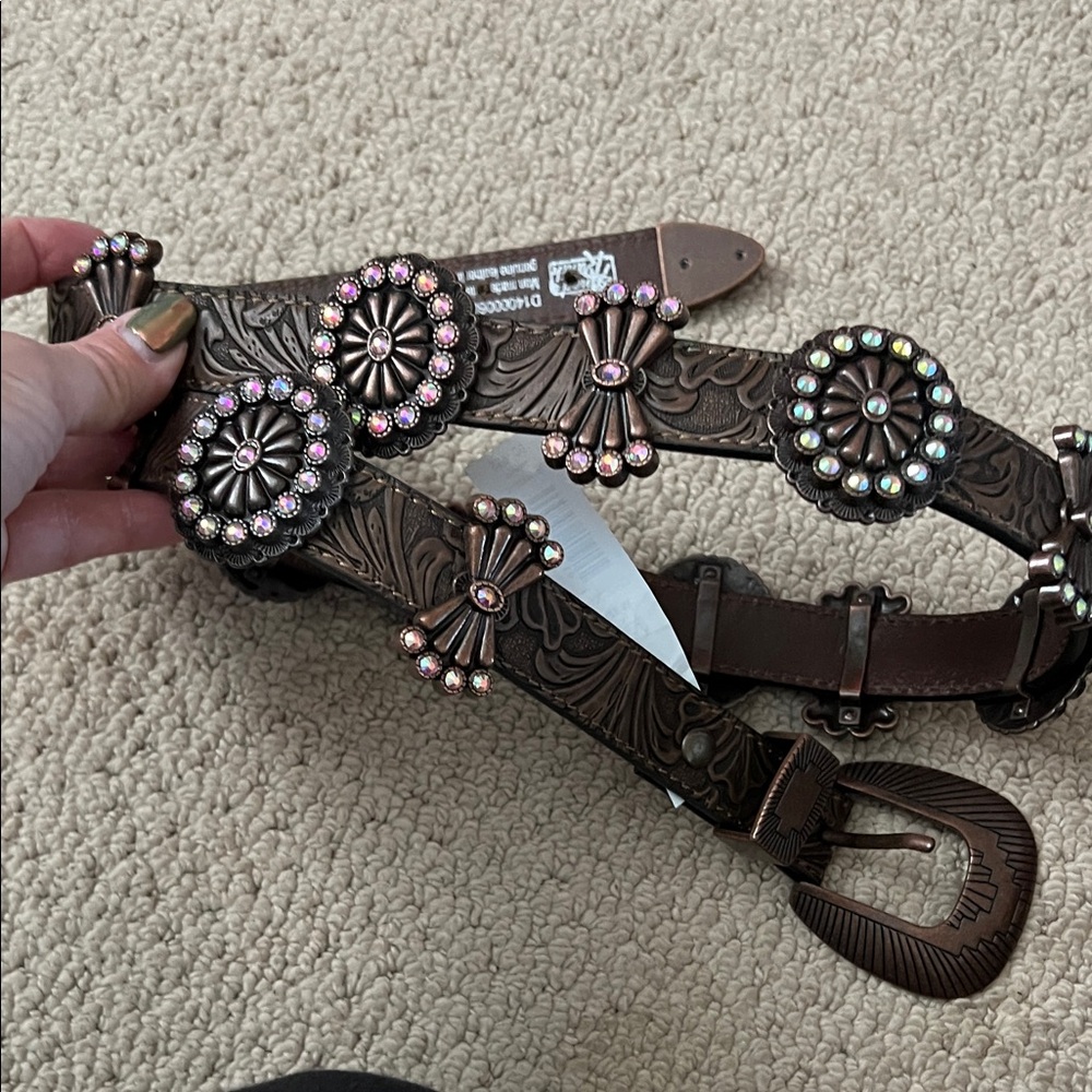 Western belt with rhinestone embellishments